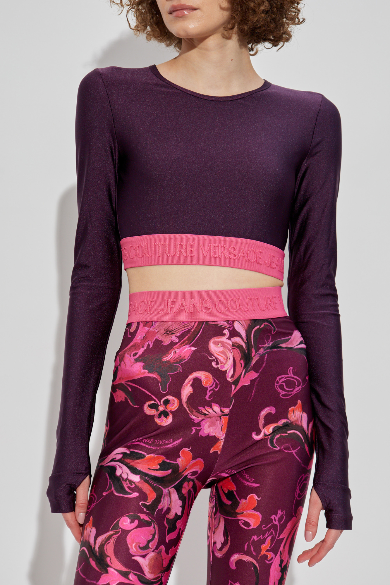 Purple Short top with long sleeves Versace Jeans Couture